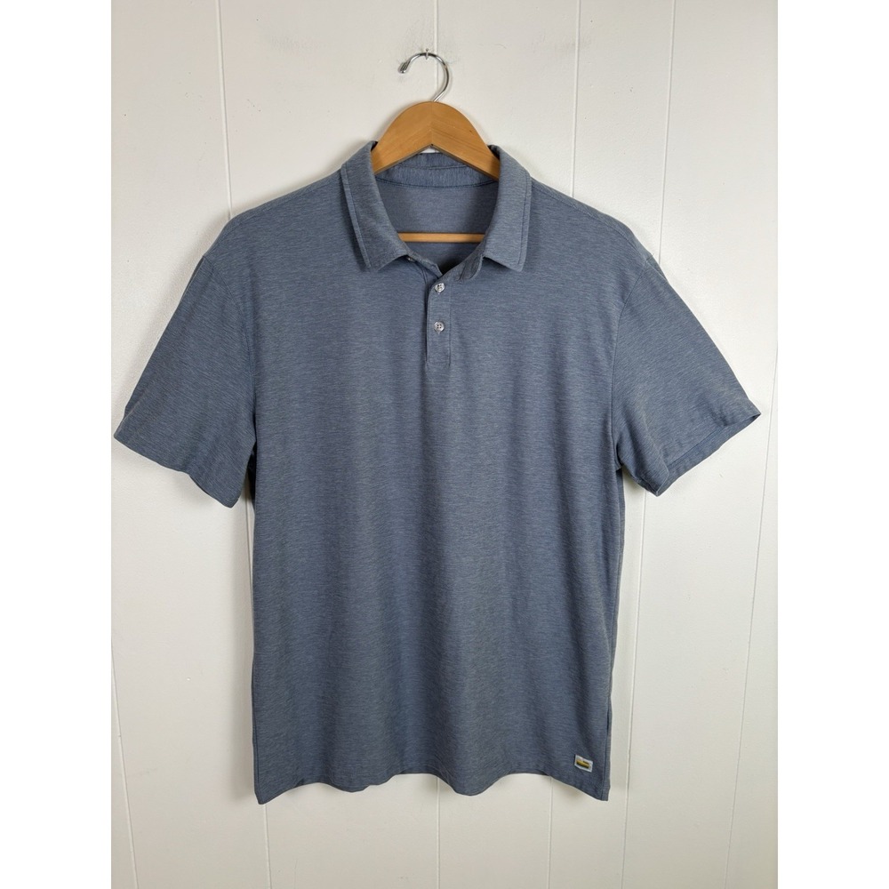 Vuori Strato Tech Polo Stretch Performance Shirt Large Mens Light Blue Golf